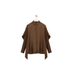 Loewe Cape Shirt in Silk, Brown | Tops | Coveti