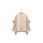 Loewe Cape Shirt in Silk, Ecru | Tops | Coveti