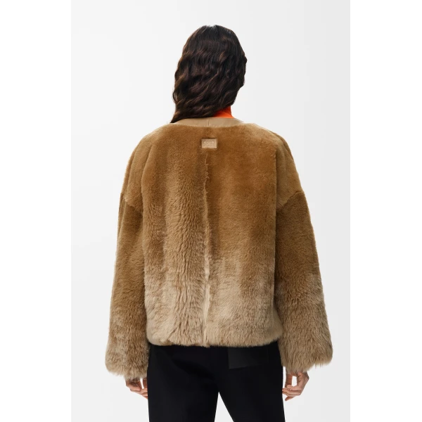 Cardigan in Shearling, Camel - Image 4