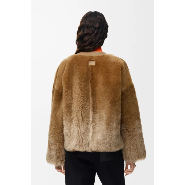 Cardigan in Shearling, Camel - Image 4