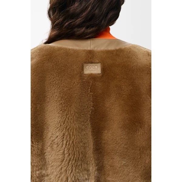 Cardigan in Shearling, Camel - Image 5