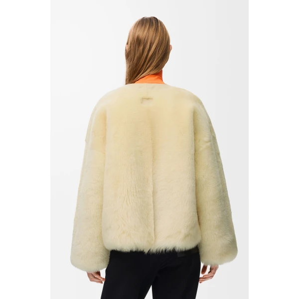 Cardigan in Shearling, Light Yellow - Image 4