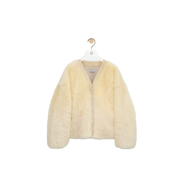 Cardigan in Shearling, Light Yellow