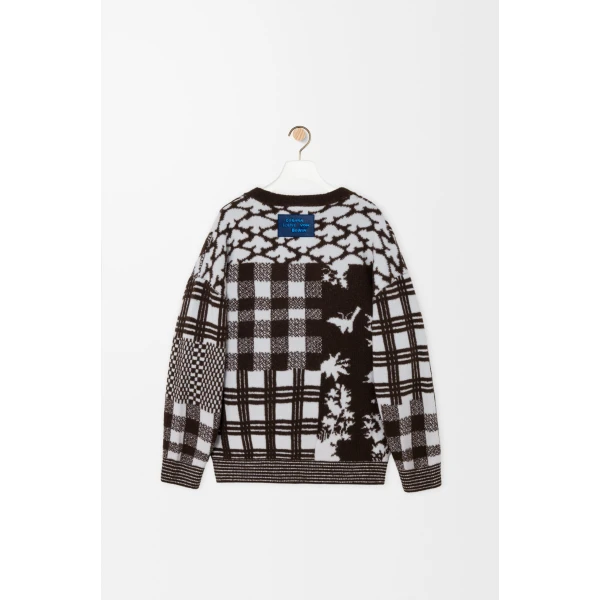 Cardigan in Wool, Ecru and Brown - Image 2
