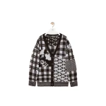 Loewe Cardigan in Wool, Ecru and Brown | Knitwear | Coveti
