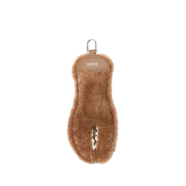 Loewe Claw Charm in Shearling and Lambskin, Beige | Bags | Coveti