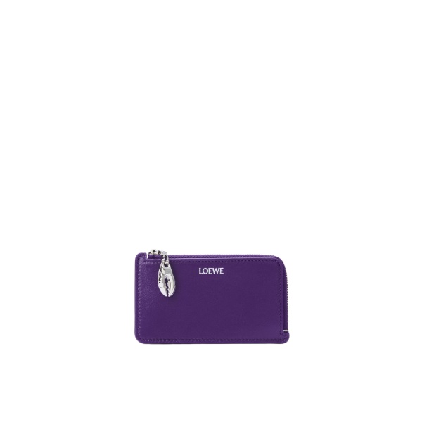 Loewe Claw Coin Cardholder in Glossy Lambskin, Deep Purple | Accessories | Coveti