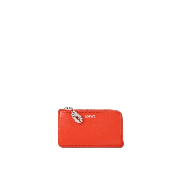Loewe Claw Coin Cardholder in Glossy Lambskin, Vivid Orange | Accessories | Coveti
