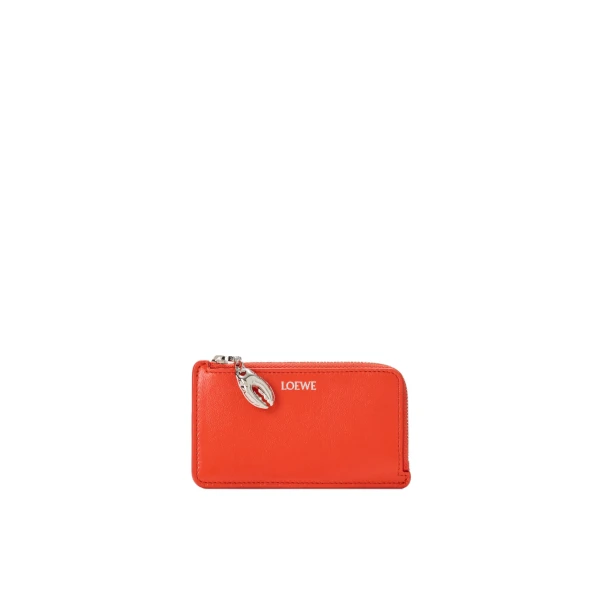 Claw Coin Cardholder in Glossy Lambskin, Vivid Orange