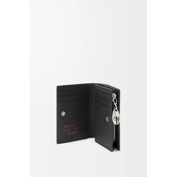 Claw Compact Wallet in Glossy Lambskin, Black - Image 3