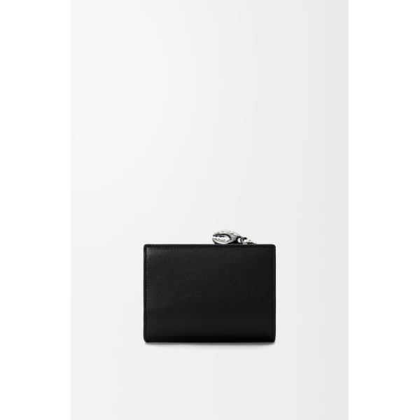 Claw Compact Wallet in Glossy Lambskin, Black - Image 4