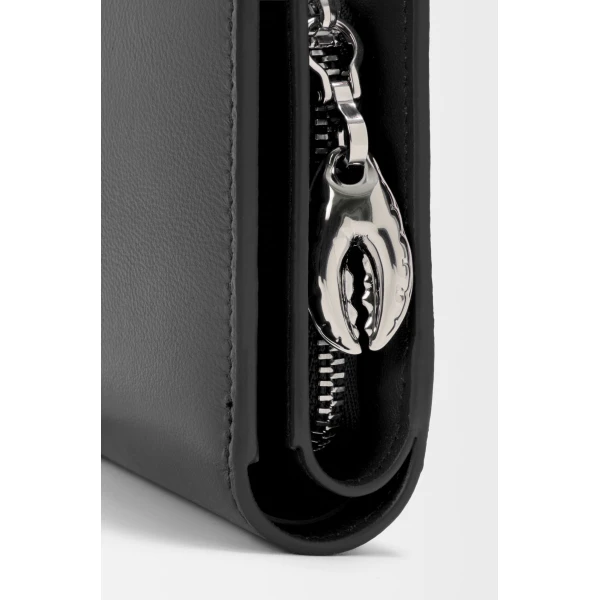 Claw Compact Wallet in Glossy Lambskin, Black - Image 6