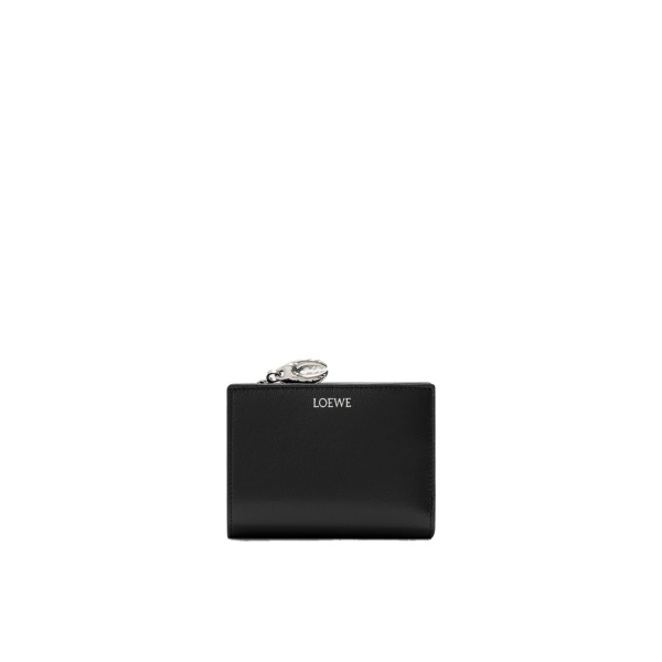 Loewe Claw Compact Wallet in Glossy Lambskin, Black | Accessories | Coveti