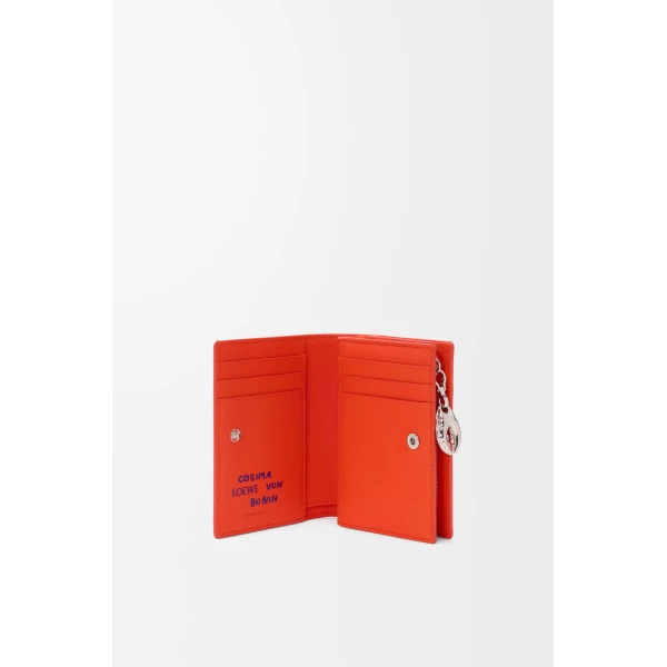 Claw Compact Wallet in Glossy Lambskin, Vivid Orange - Image 2