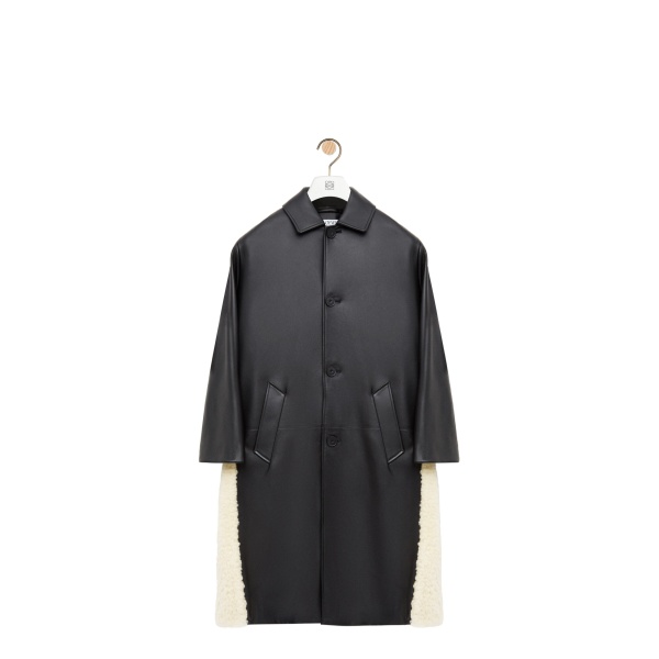 Loewe Coat in Nappa Lambskin, Black | Coats | Coveti