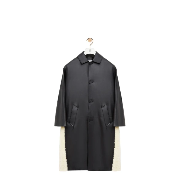 Loewe Coat in Nappa Lambskin, Black | Coats | Coveti