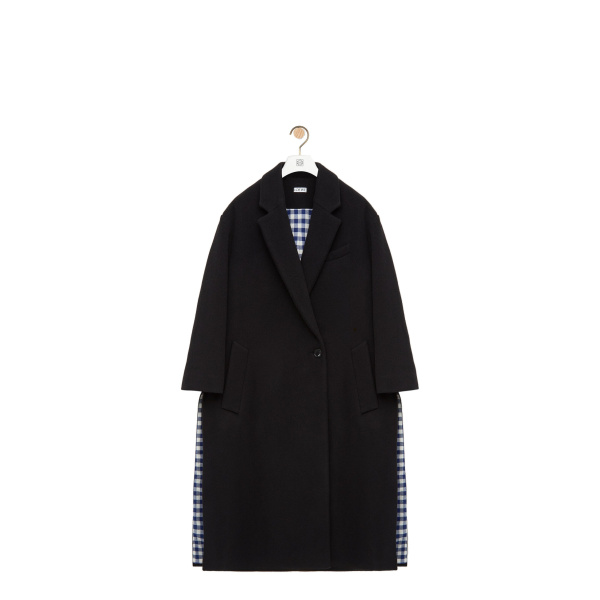 Loewe Coat in Wool and Cashmere, Black | Coats | Coveti