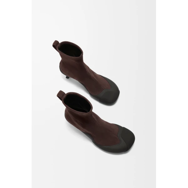 Dive Bootie in Stretch Suede, Dark Chestnut - Image 3