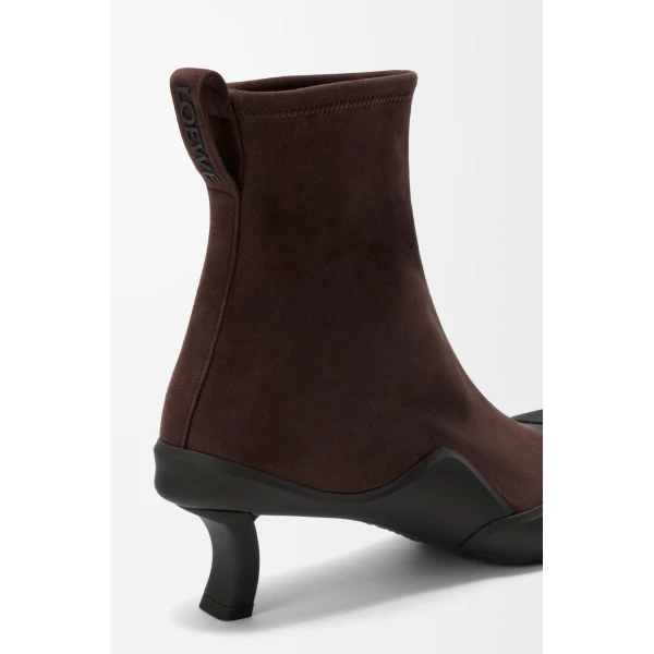 Dive Bootie in Stretch Suede, Dark Chestnut - Image 4