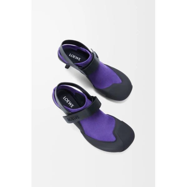 Dive Slingback in Stretch Suede, Deep Purple and Black - Image 4