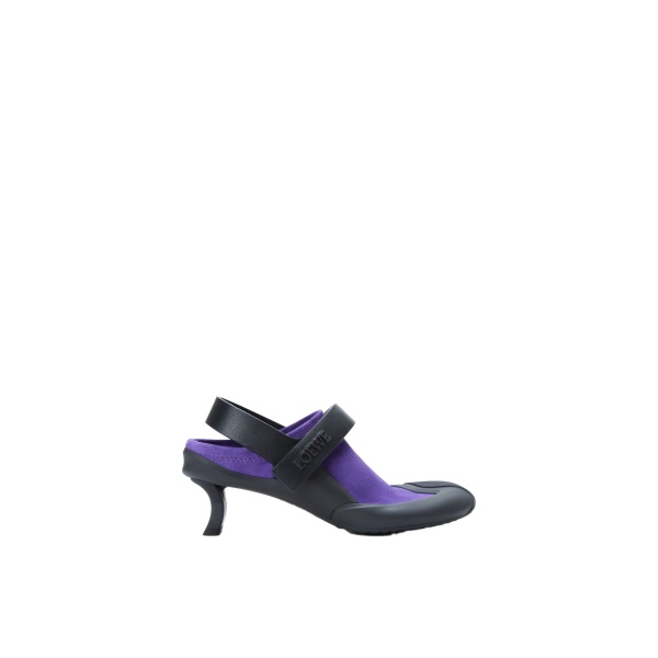 Loewe Dive Slingback in Stretch Suede, Deep Purple and Black | Shoes | Coveti