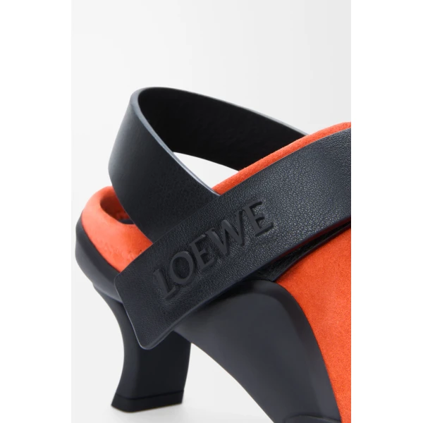 Dive Slingback in Stretch Suede, Deep Saffron and Black - Image 5