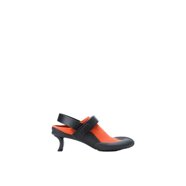 Dive Slingback in Stretch Suede, Deep Saffron and Black