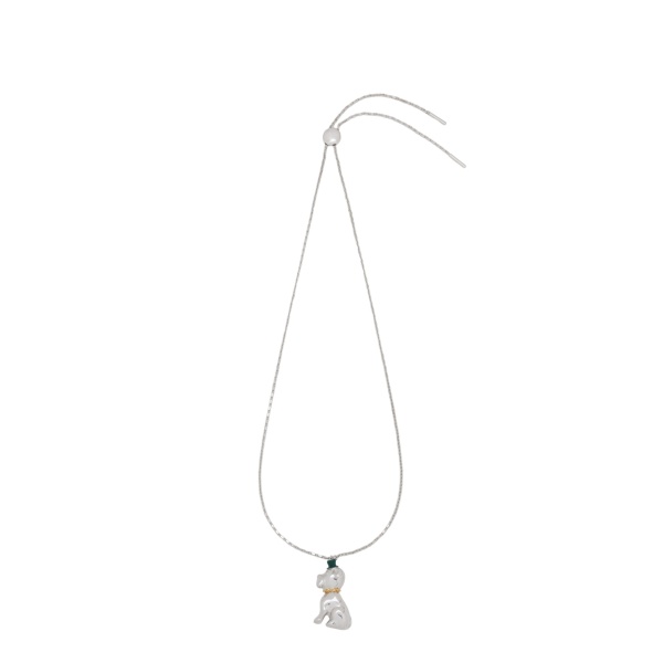 Loewe Dog Necklace in Enamel, Silver and Green | Jewelry | Coveti