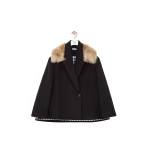 Loewe Double-Breasted Short Coat in Wool and Cashmere, Black | Coats | Coveti