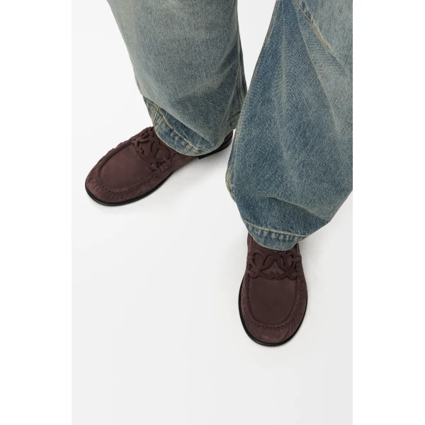Double L Loafer in Suede Calfskin, Dark Chocolate - Image 2