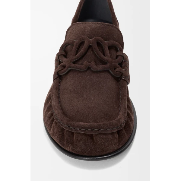 Double L Loafer in Suede Calfskin, Dark Chocolate - Image 5