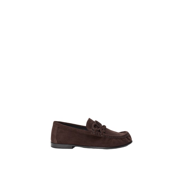 Loewe Double L Loafer in Suede Calfskin, Dark Chocolate | Shoes | Coveti