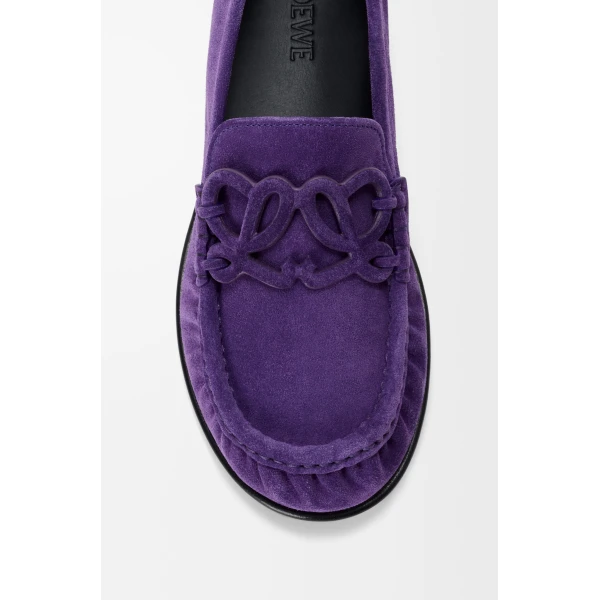 Double L Loafer in Suede Calfskin, Deep Purple - Image 4