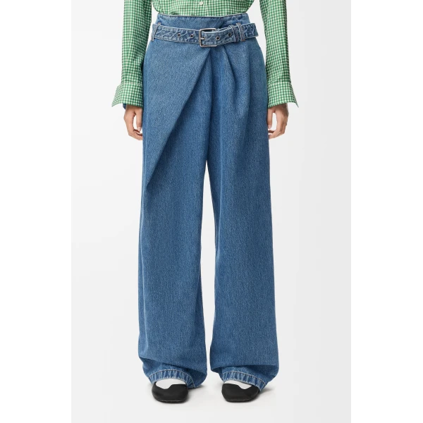 Draped Jeans in Denim, Blue - Image 3
