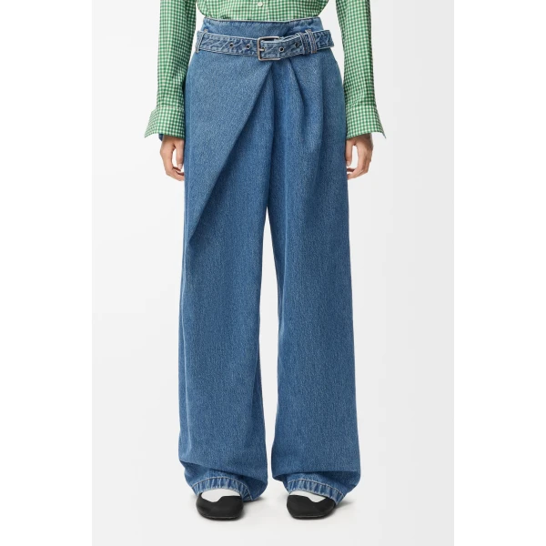 Draped Jeans in Denim, Blue - Image 3