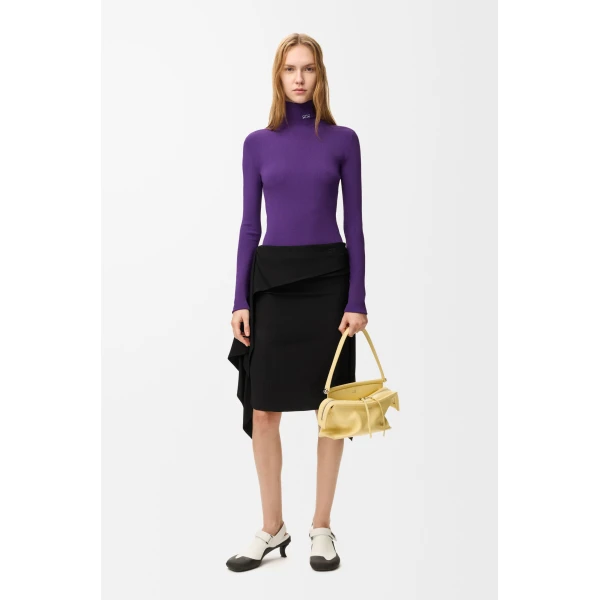 Draped Skirt in Viscose Blend, Black - Image 2