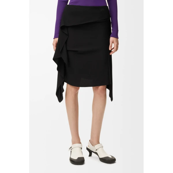 Draped Skirt in Viscose Blend, Black - Image 3