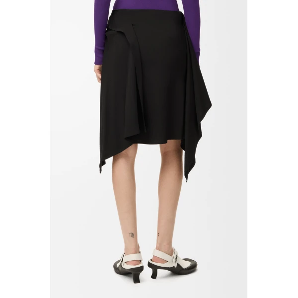 Draped Skirt in Viscose Blend, Black - Image 4
