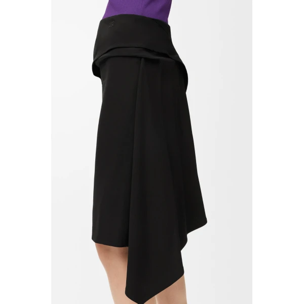 Draped Skirt in Viscose Blend, Black - Image 5