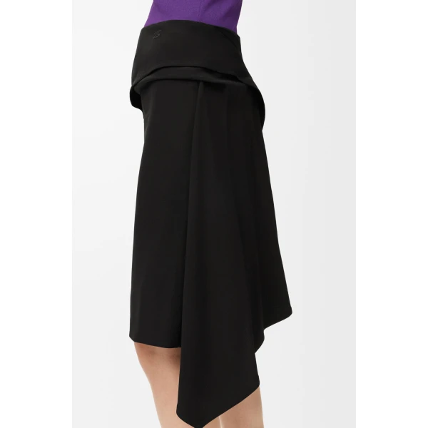 Draped Skirt in Viscose Blend, Black - Image 5