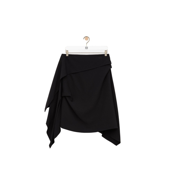 Loewe Draped Skirt in Viscose Blend, Black | Skirts | Coveti
