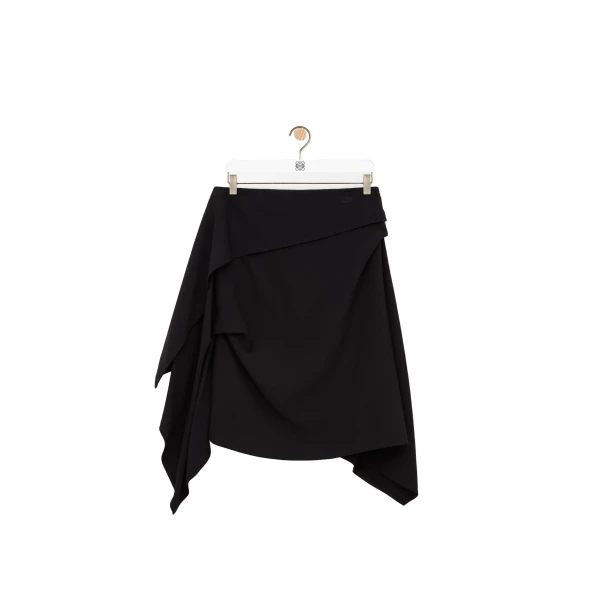 Draped Skirt in Viscose Blend, Black