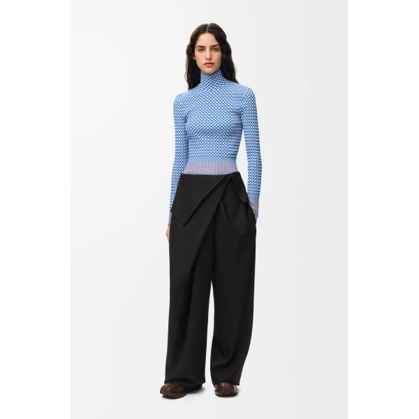 Draped Trousers in Wool, Black - Image 2