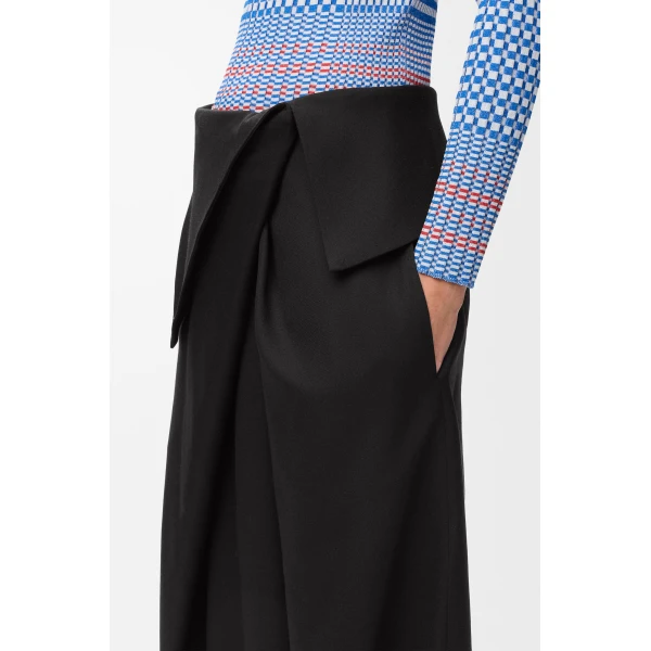 Draped Trousers in Wool, Black - Image 5