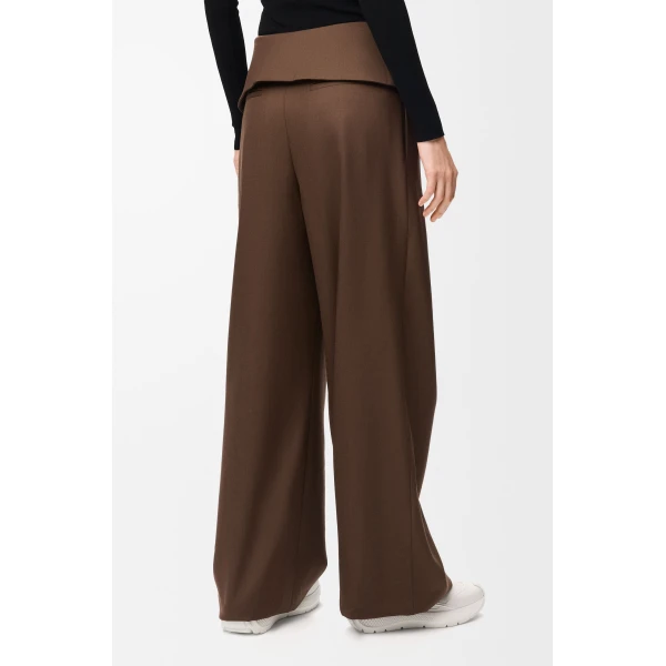Draped Trousers in Wool, Brown - Image 4