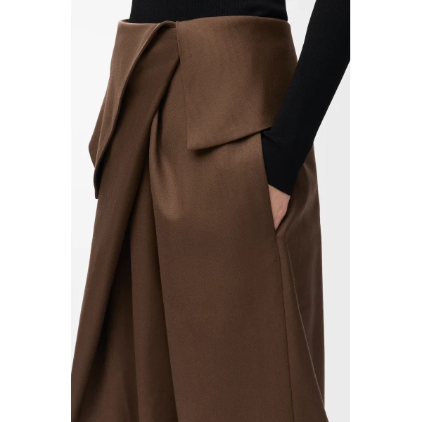 Draped Trousers in Wool, Brown - Image 5