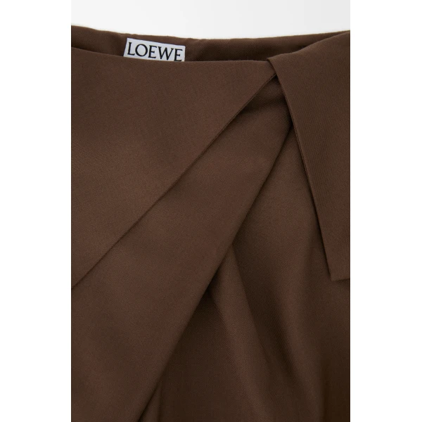 Draped Trousers in Wool, Brown - Image 6