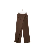 Loewe Draped Trousers in Wool, Brown | Pants | Coveti