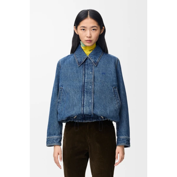 Drawstring Jacket in Denim, Blue - Image 3