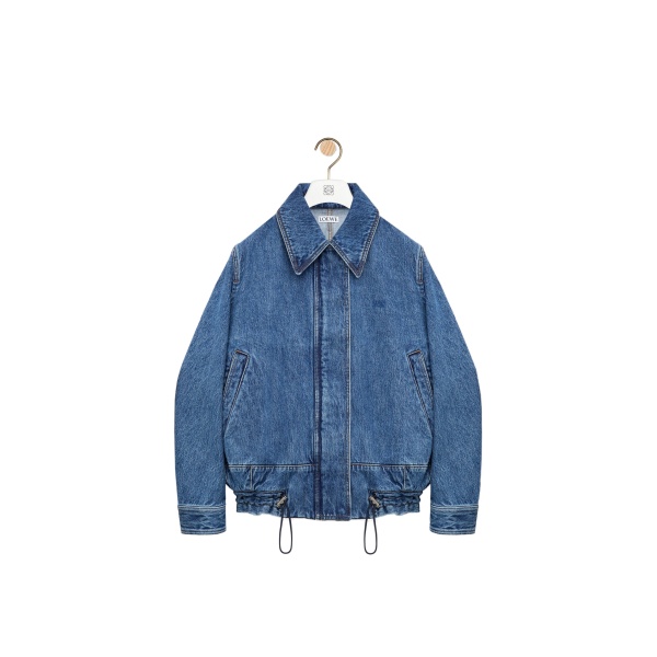 Loewe Drawstring Jacket in Denim, Blue | Jackets | Coveti